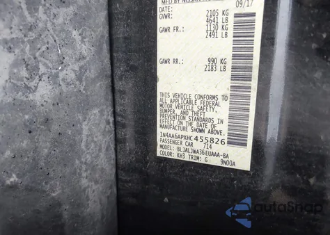 2017 Nissan Maxima 3.5 Sv z USA, uszkodzony, nr VIN 1N4AA6APXHC455826